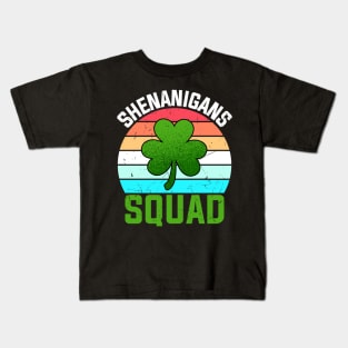 Shenanigans Squad Shamrocks Funny St Patricks Day Kids T-Shirt